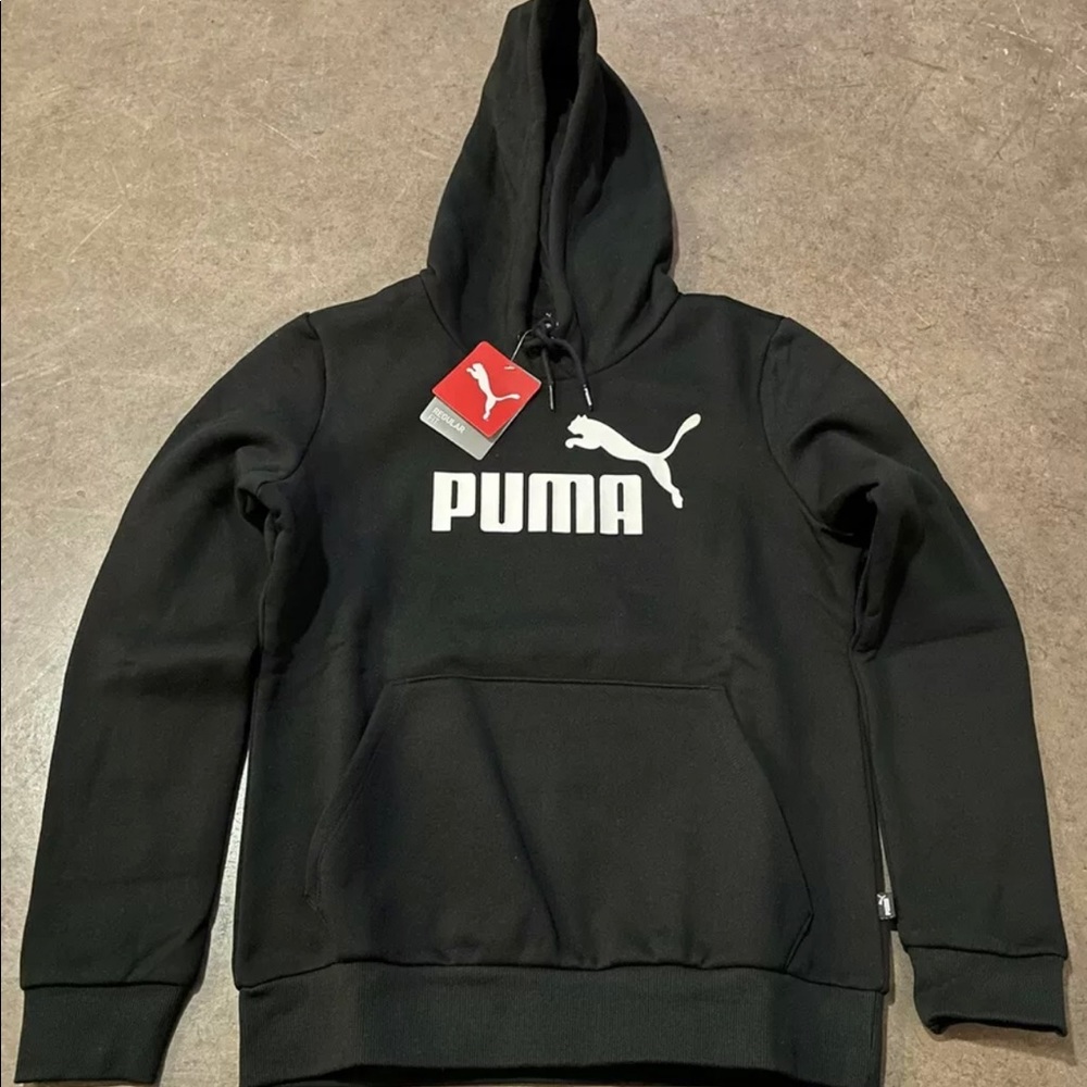 New Puma Logo Hoodie — Black — Size M